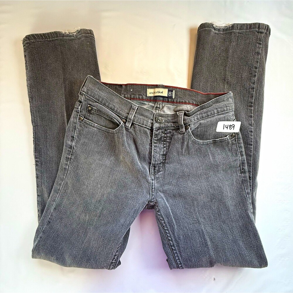 Anchor Blue Est 81 Vintage Y2K Low Rise Slim Gray Jeans 30x32 Distressed Grunge